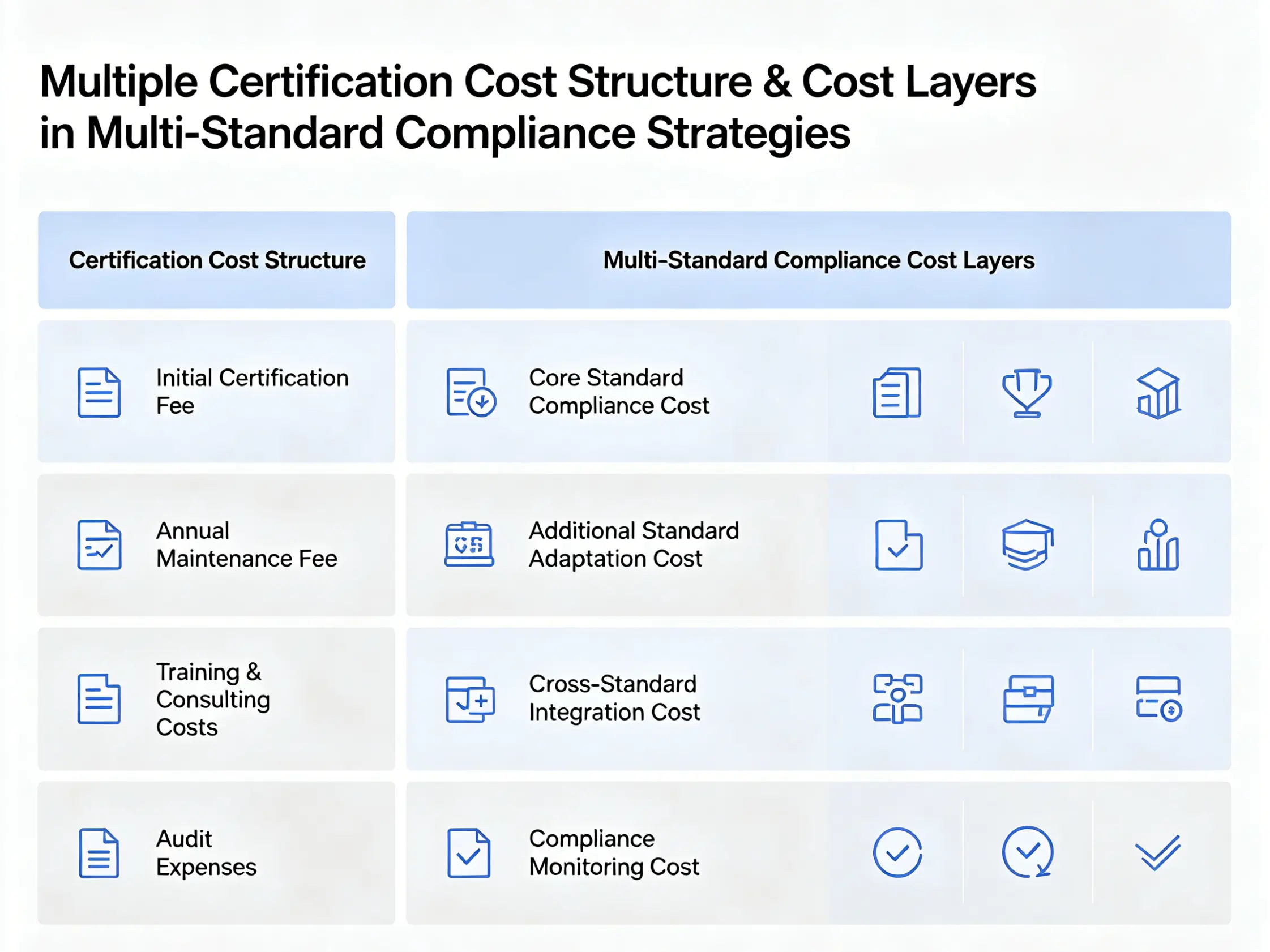 Multiple certification cost structure
