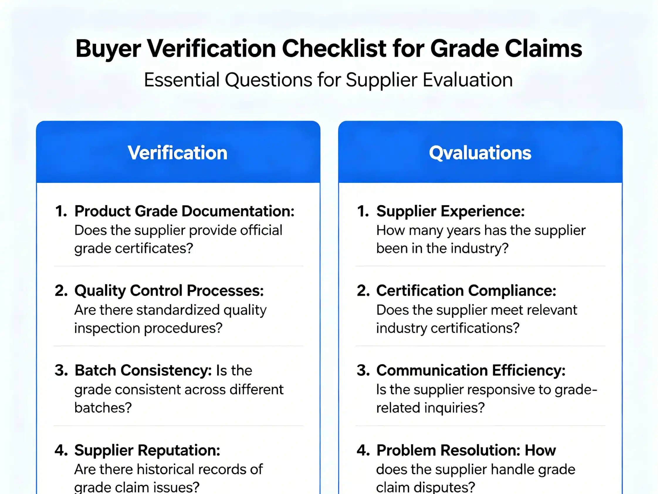 Buyer verification checklist for grade claims