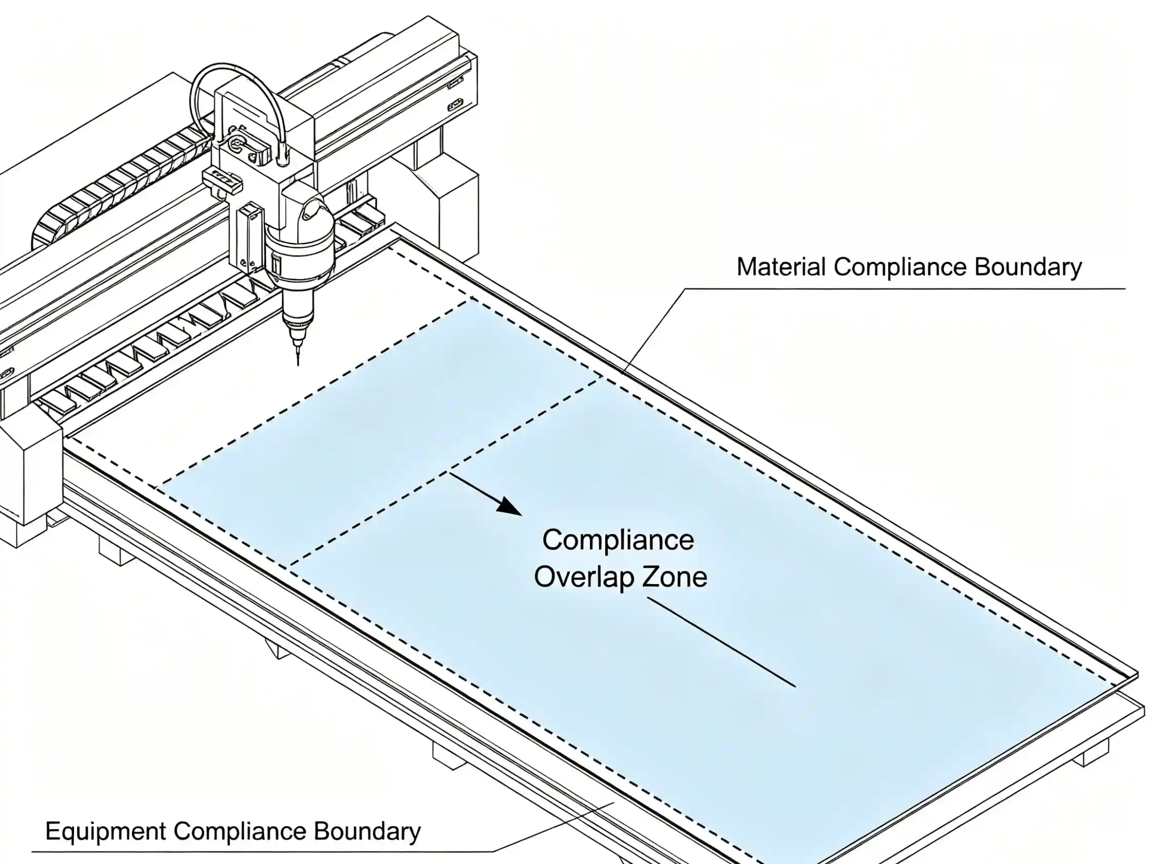CNC cutting machine compliance boundary illustration